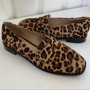 Something Navy Leopard Print Pony Hair Loafers in Brown and Black